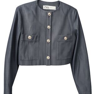 Zara Women's Gray Blazer with Gold Buttons